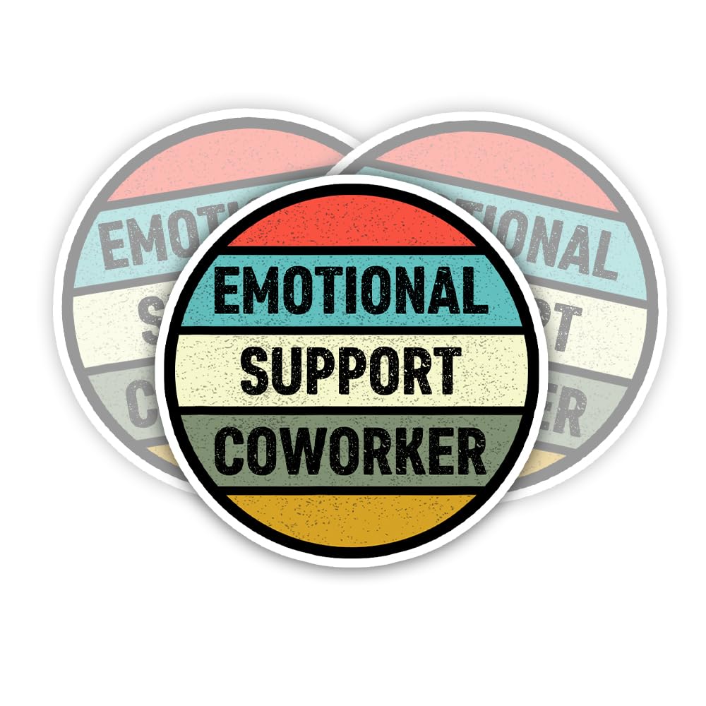 SODAVA (3Pcs) Emotional Support Coworker Sticker Emotional Support Stickers Inspirational Stickers Coworker Appreciation Gifts Decoration Graphic Bumper Laptop Stickers 3"x4"
