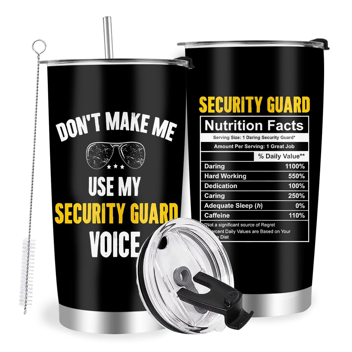 Farecnt Security Guard Gifts Funny Security Guard Tumbler with Lid Straw 20oz Appreciation Thank You Gifts for Security Guard