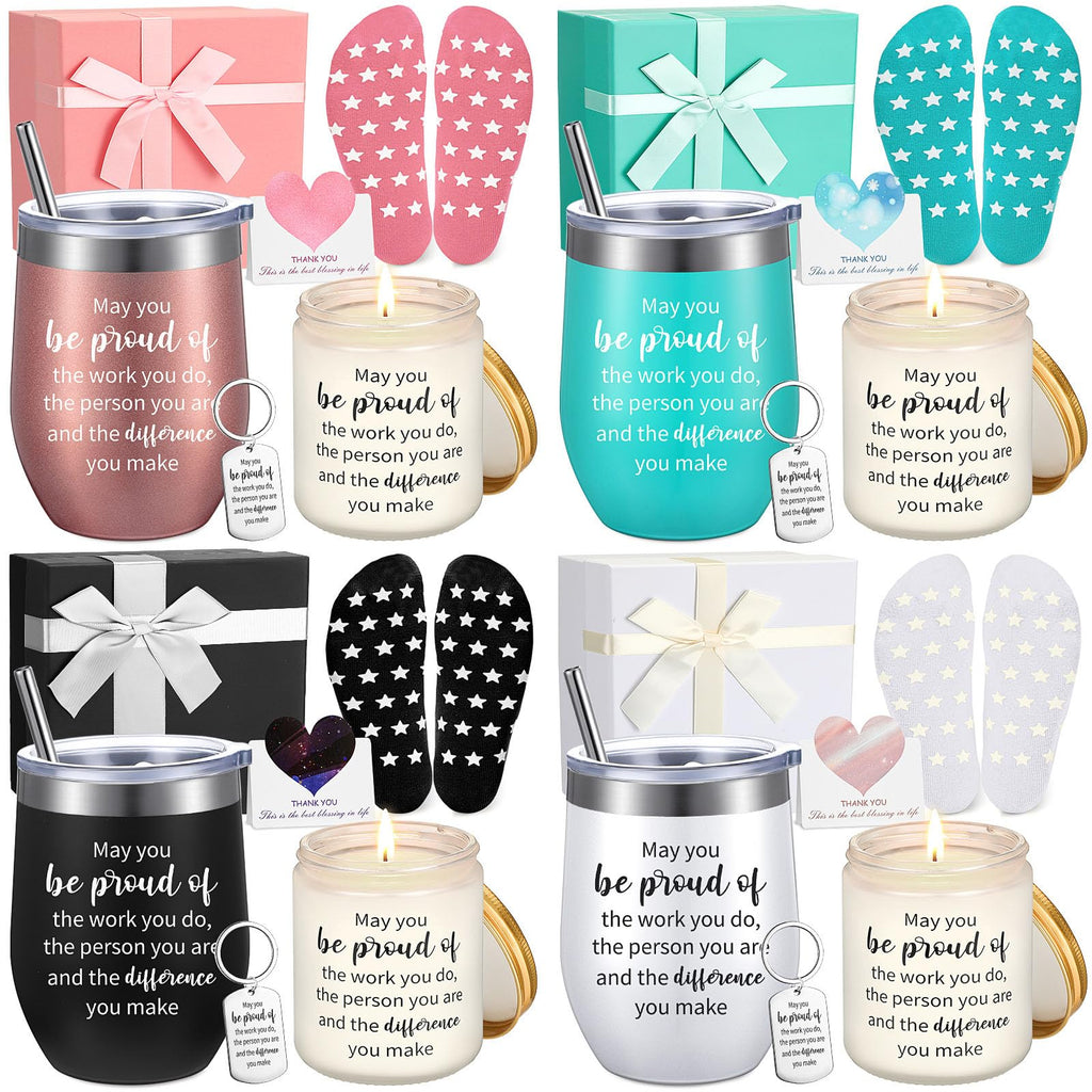 Tioncy 24 Pcs Custodian Week Thank You Gifts for Women Teacher Nurse Week Christmas Employee Appreciation Boxes Basket Relaxation Gratitude Key Chain Mug Card Sock for Coworker(May You Be)