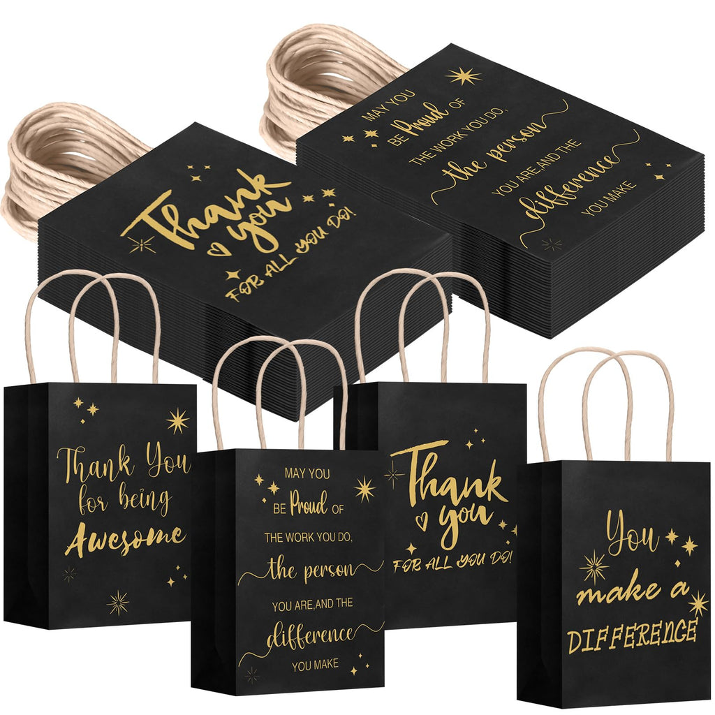 Gueevin 40 Pcs Employee Appreciation Bulk Thank You Gifts Paper Bags for Employee Pastor Coworker Valentines Thank You Birthday Party Gift Team Appreciation Inspirational Gift(Black)