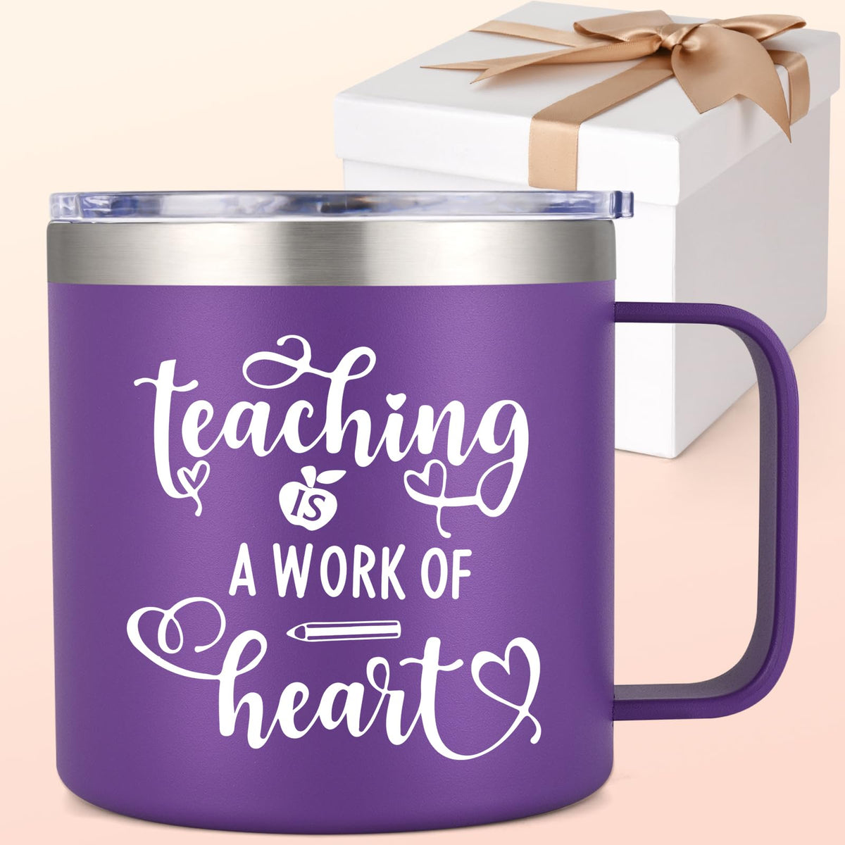 LiqCool Teacher Appreciation Gifts Best 14 Oz Teacher Gifts Ideas For Women Cute Gifts For Daycare Preschool Teacher Appreciation Week End Of Year Teacher Mug Gift(Purple)