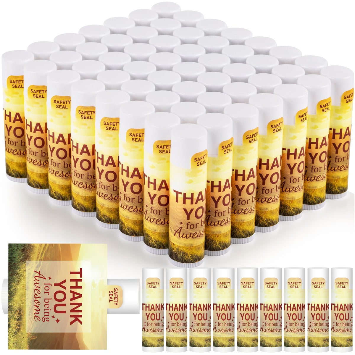 DMSKY Appreciation Gifts 60 Pcs Lip Balm Bulk Staff Appreciation Gifts Bulk Thank You Gifts Bulk for Coworkers Teacher Worker Employee Leaving Farewell Gifts