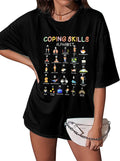 Teacher Shirts : Women Coping Skills Alphabet Shirt Mental Health Awareness Shirts Social Worker Appreciation Gifts Black-b